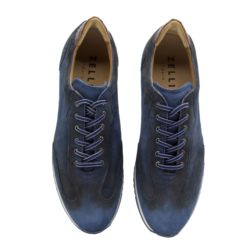 66-200-NVY COSTA Italian Burnished Suede Sneaker, Navy