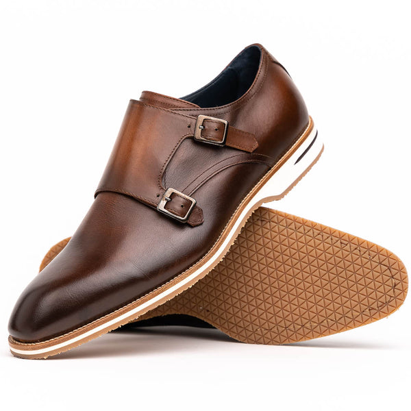 55-103-BRN LEGERRA Hand Burnished Italian Calfskin Monkstrap 55-103-BRN LEGERRA Hand Burnished Italian Calfskin Monkstrap
