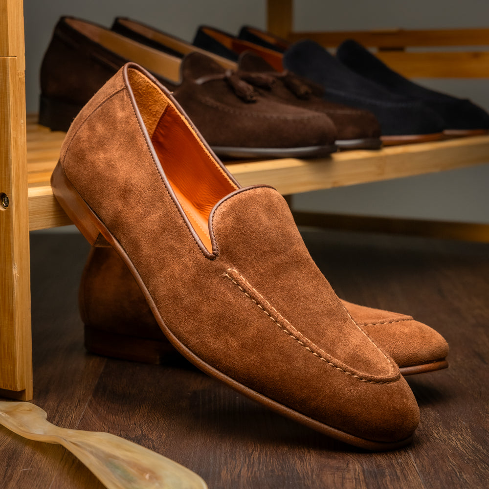 16-685-CGN BRUNO Suede Penny Loafer, Cognac