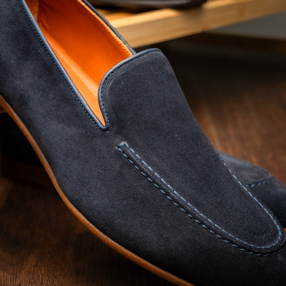 16-685-NVY BRUNO Suede Penny Loafer, Navy