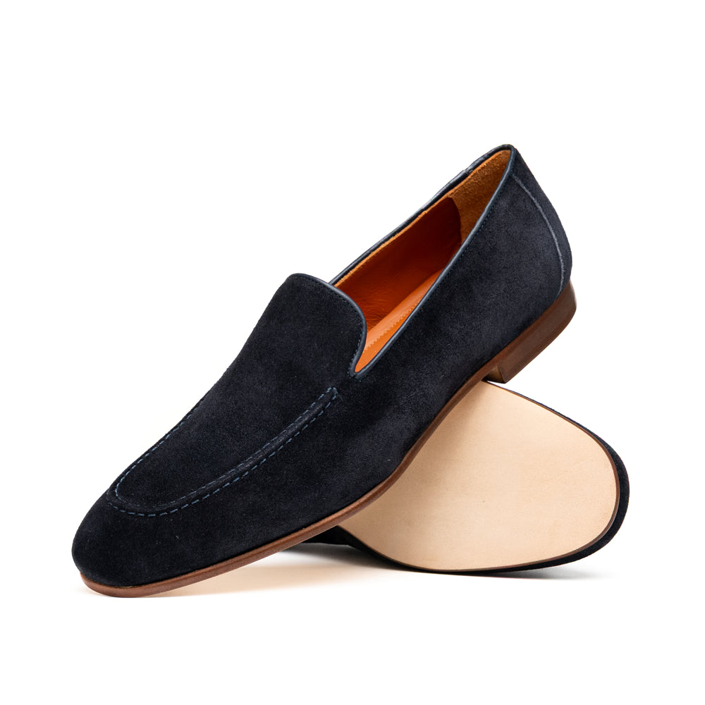 16-685-NVY BRUNO Suede Penny Loafer, Navy