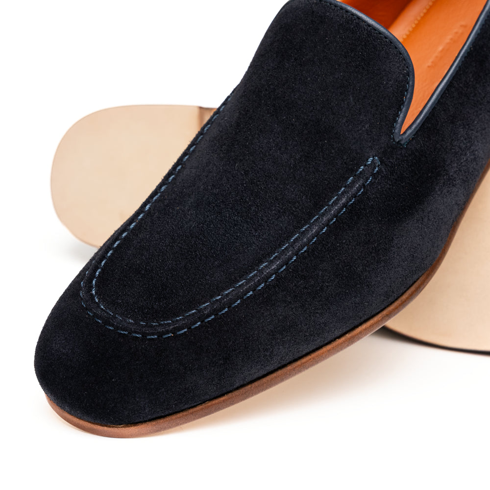 16-685-NVY BRUNO Suede Penny Loafer, Navy
