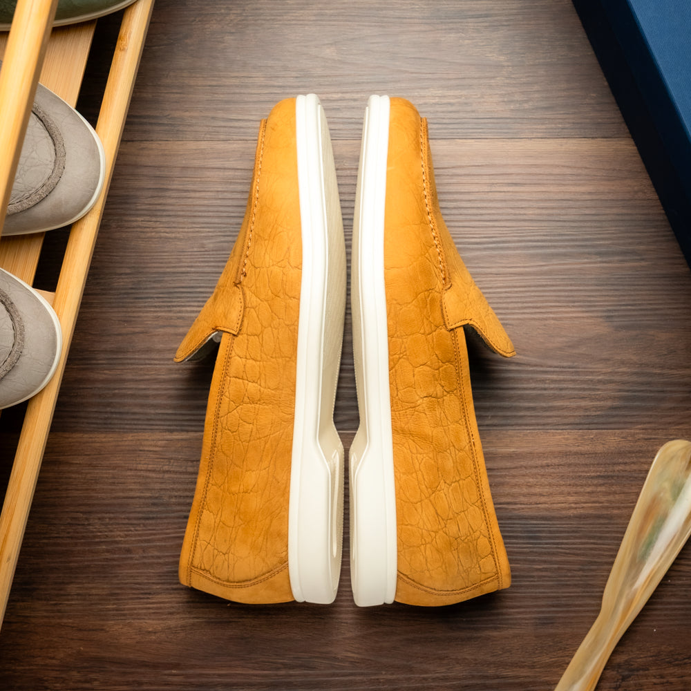LIVORNO Stampata Crocodile Nubuk Loafer, Cognac