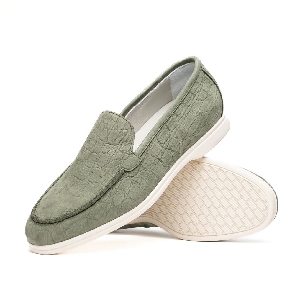 LIVORNO Stampata Crocodile Nubuk Loafer, Celery