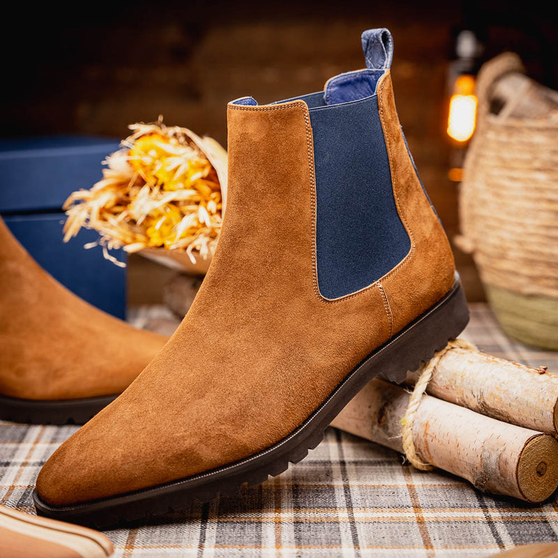 46-210-CGN GIANNA Suede Chelsea Boot, Cognac