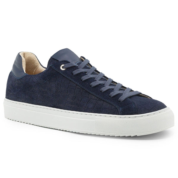 66-266-NVY KOBE Crocodile Embossed Italian Sueded Goatskin Sneakers Navy
