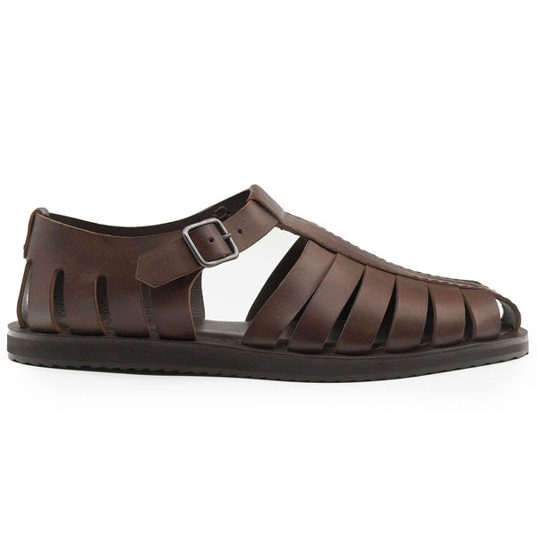 05-110-BRN PESCA Calfskin Strap-On Sandal, Brown