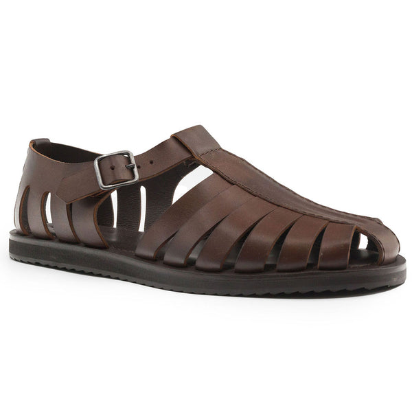 05-110-BRN PESCA Calfskin Strap-On Sandal, Brown