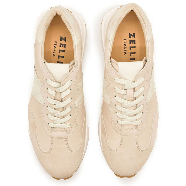 66-265-TPE ROXI Suede & Calfskin Sneaker, Taupe