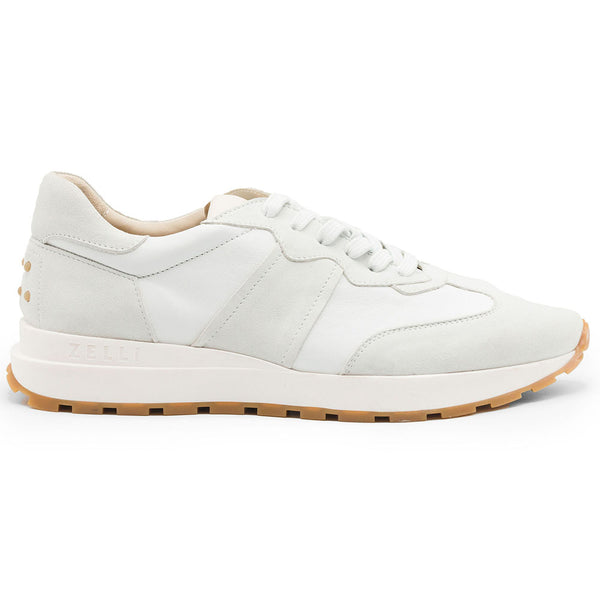 66-265-WHT ROXI Suede & Calfskin Sneaker, White