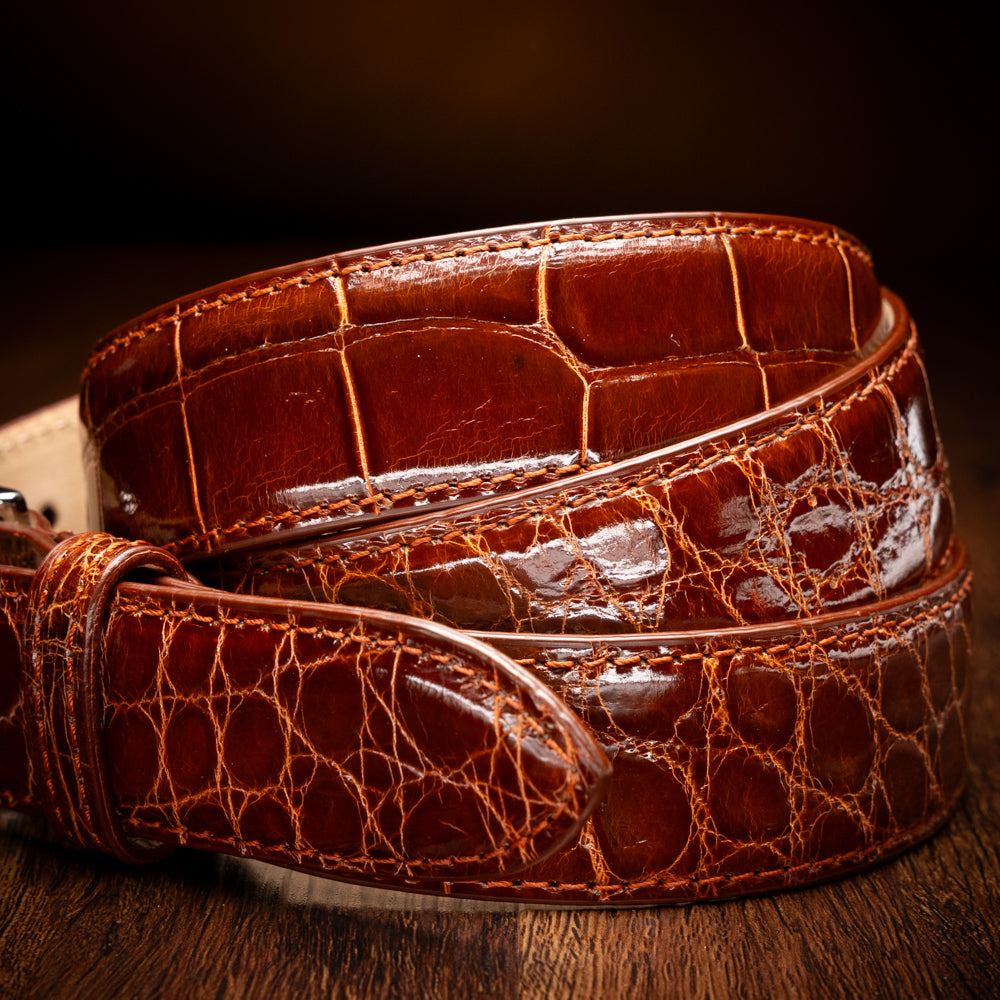70-100-CGN ALLIGATOR Belt, Cognac