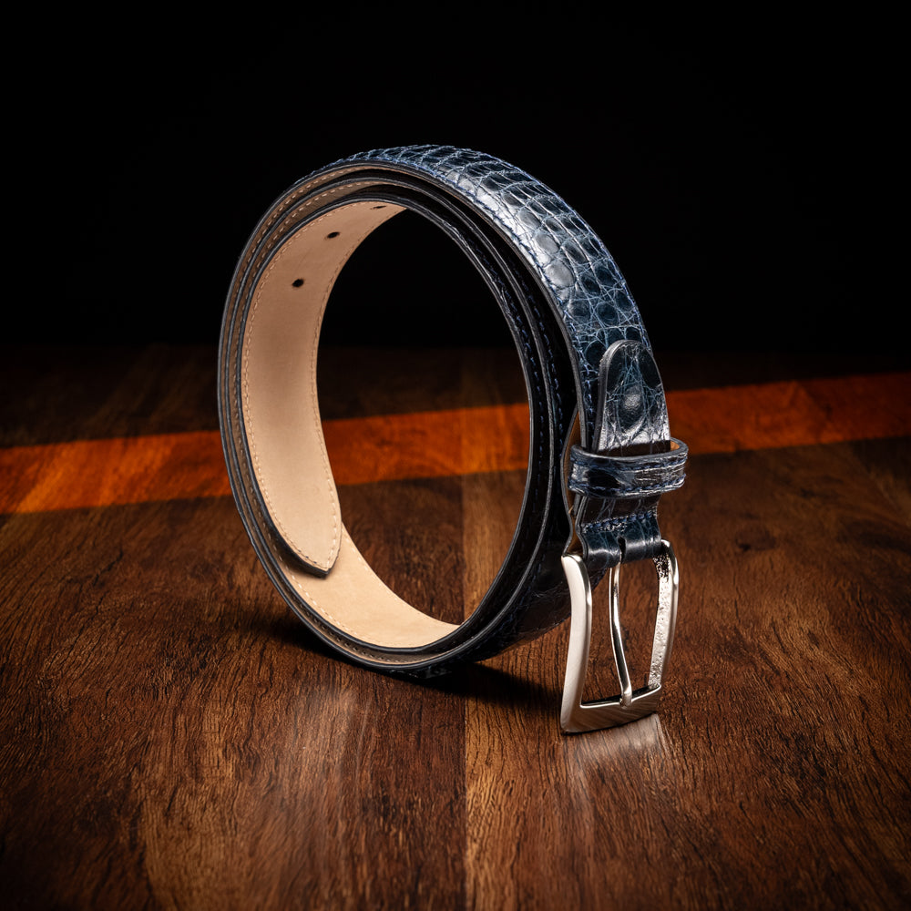 71-155-NVY Crocodile Belt, Navy