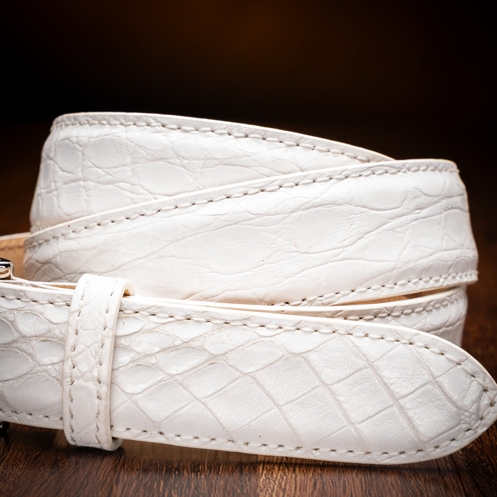 71-155-WHT Crocodile Belt, White