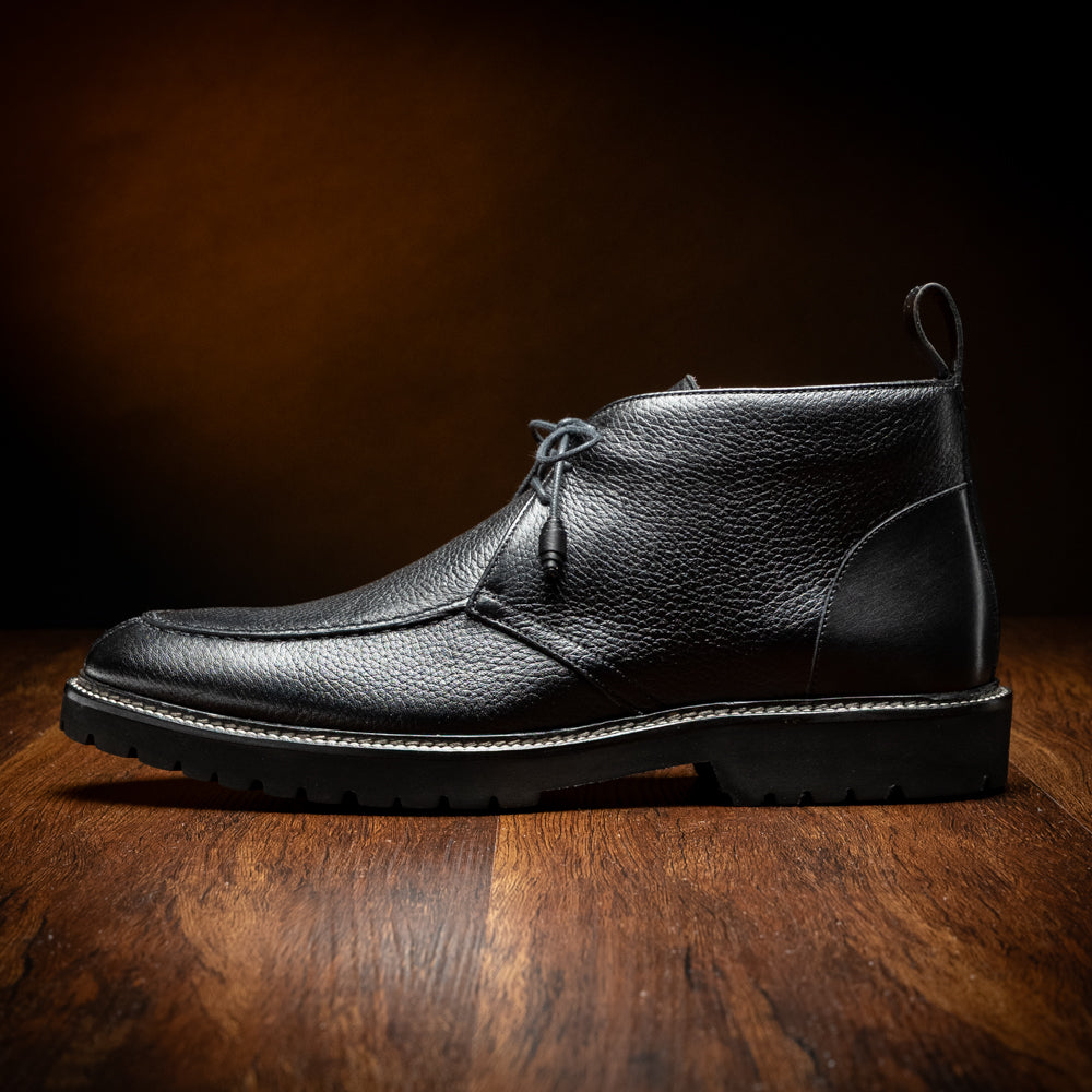 48-595-BLK CAMPO HIGH Deerskin Chukka Boot, Black