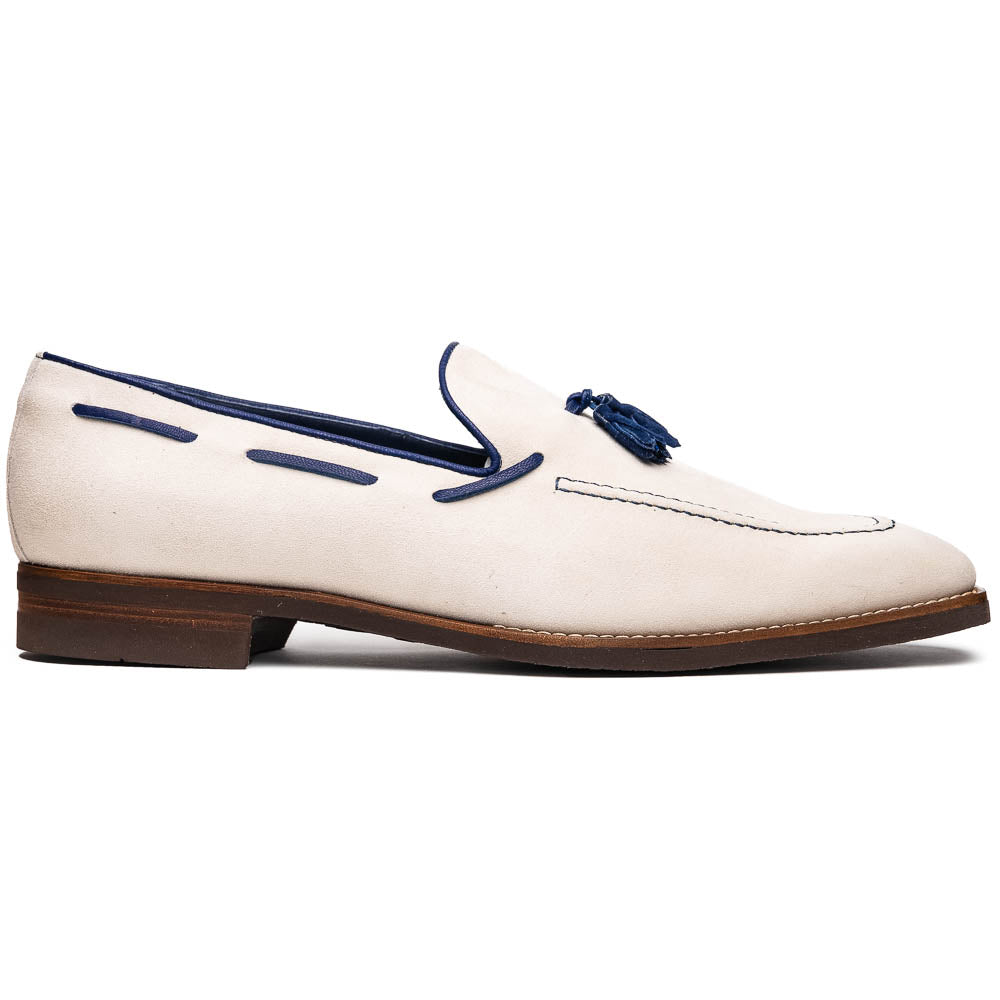 16-628-SND CARMEN Sueded Goatskin & Crocodile Tassel Loafer, Sand