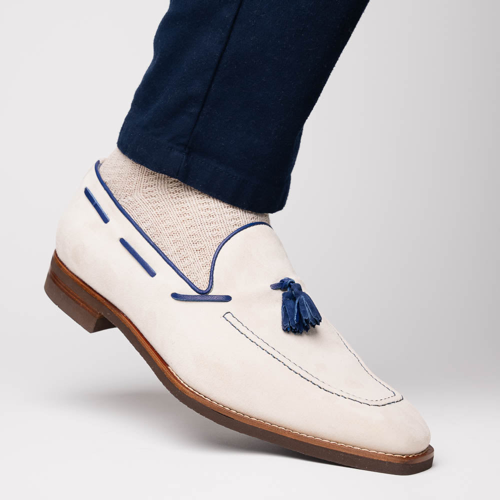 16-628-SND CARMEN Sueded Goatskin & Crocodile Tassel Loafer 16-628-SND CARMEN Sueded Goatskin & Crocodile Tassel Loafer