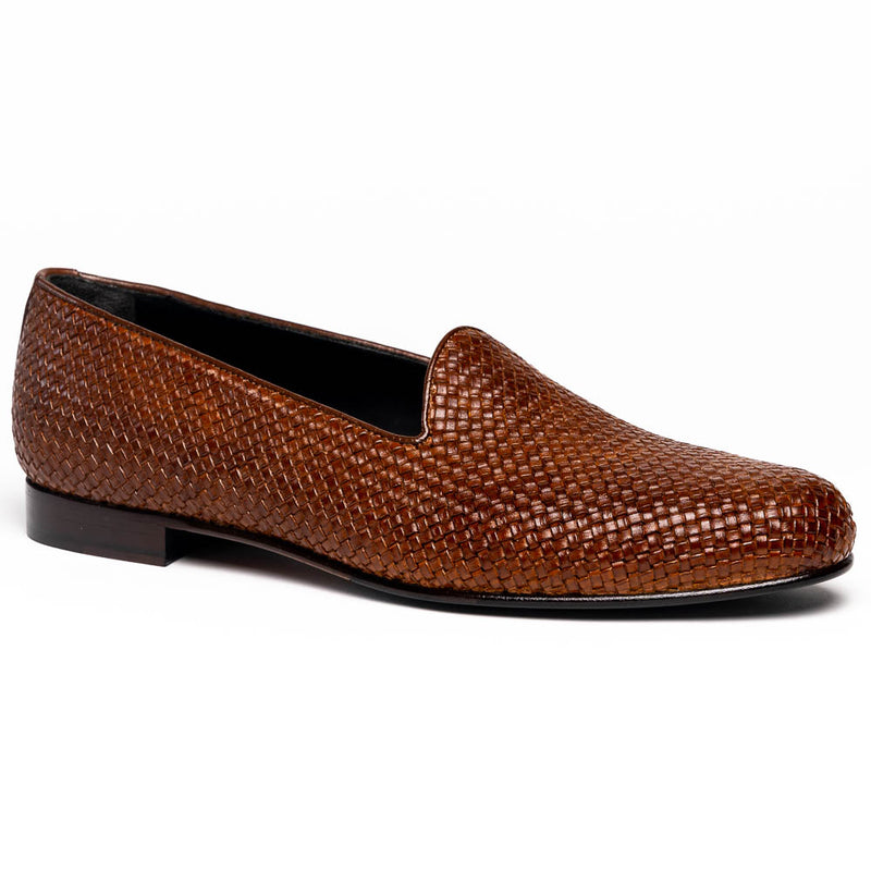 15-211-CGN CESTINO Calfskin Basketweave Slip On, Cognac