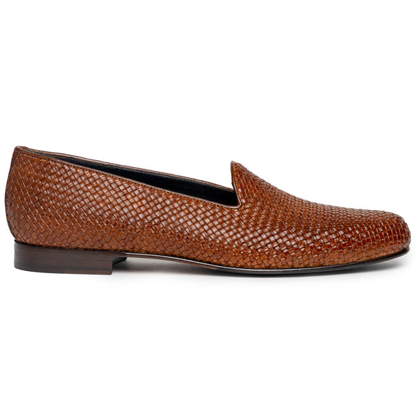 15-211-CGN CESTINO Calfskin Basketweave Slip On, Cognac