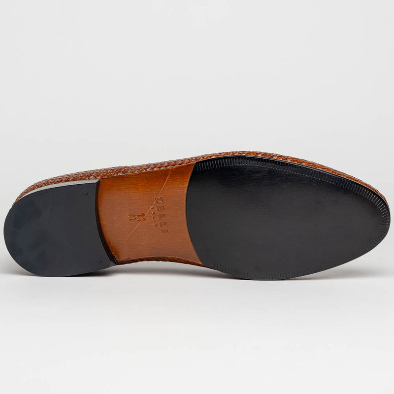 15-211-CGN CESTINO Calfskin Basketweave Slip On, Cognac