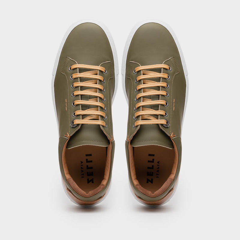 65-229-OLV Diaz Rubberized Calfskin Sneaker Olive Green