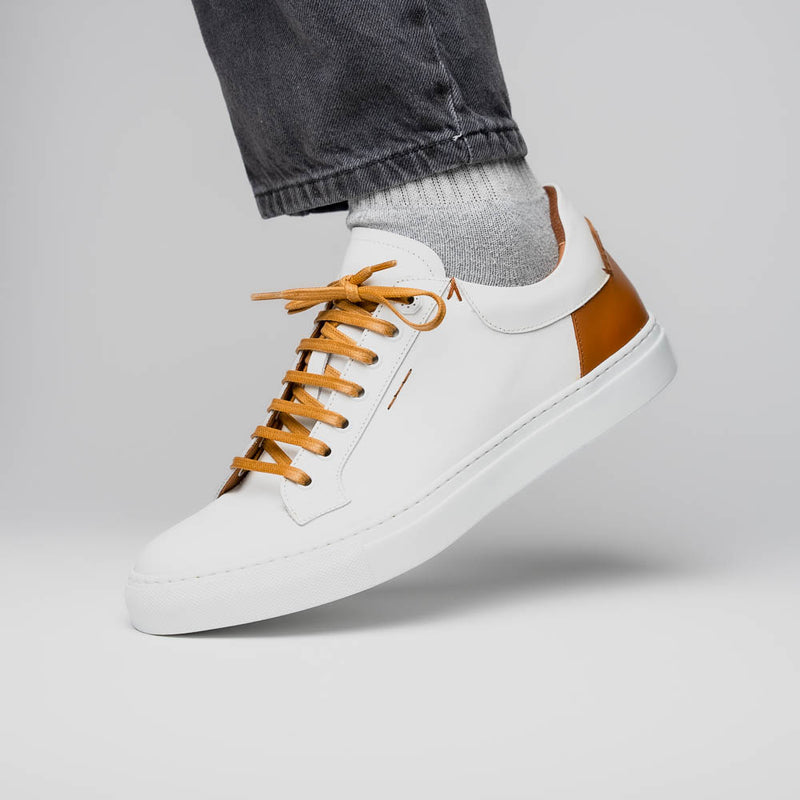 65-229-WHT Diaz Rubberized Calfskin Sneaker White