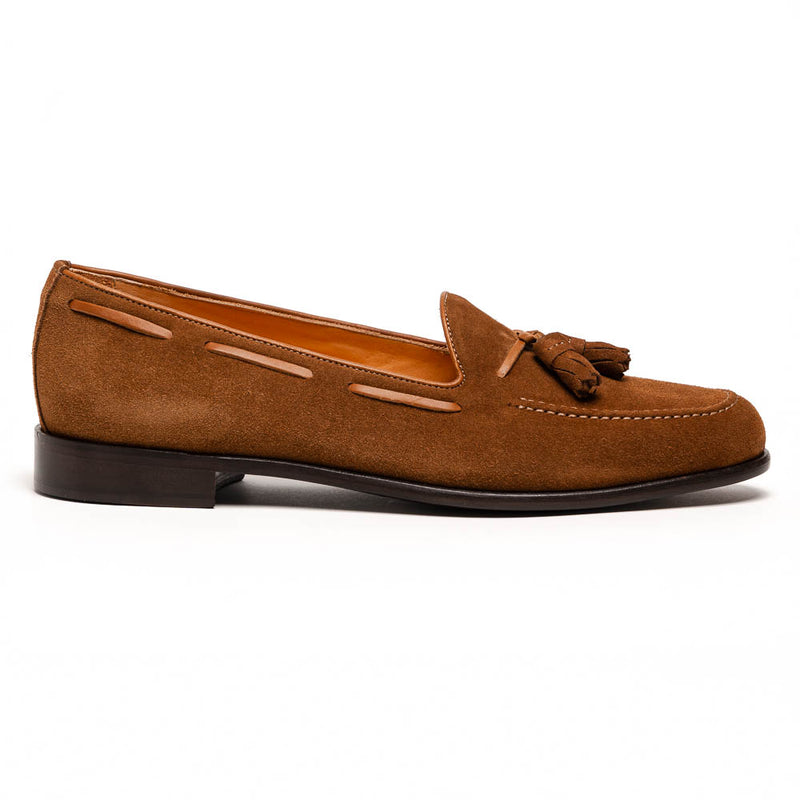 16-583-TAB FRANCO Suede Calfskin Tassel Loafer, Tobacco