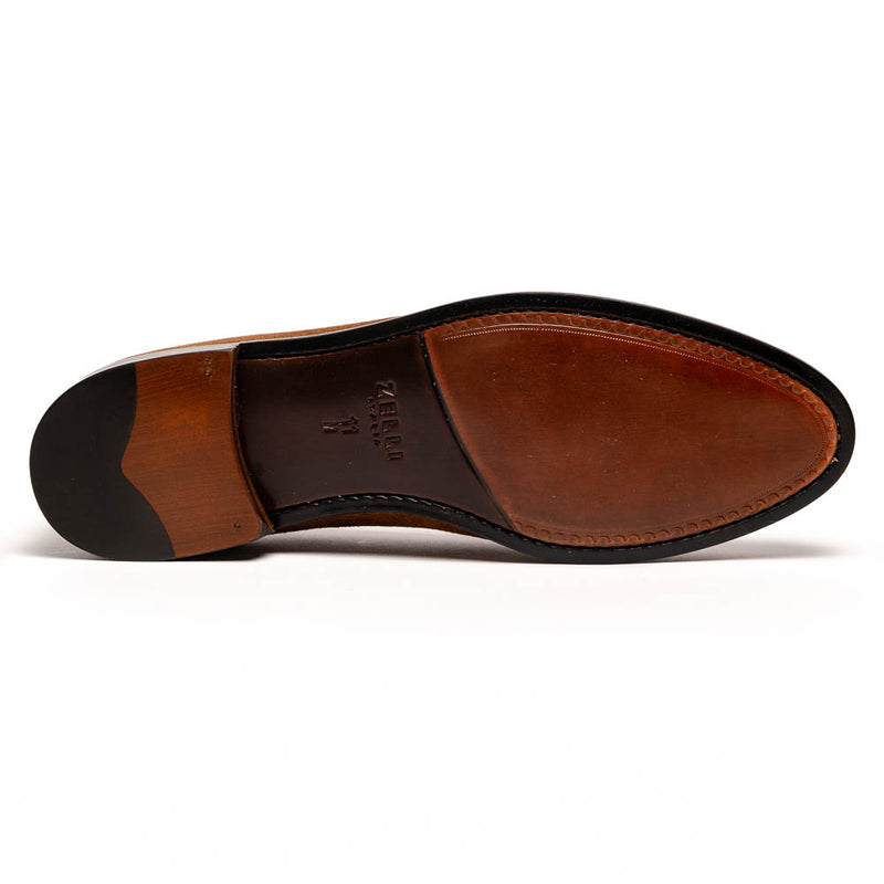 16-583-TAB FRANCO Suede Calfskin Tassel Loafer, Tobacco