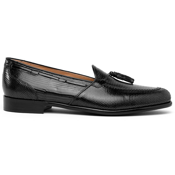 14-580-BLK FRANCO Teju Lizard Tassel Loafer, Black