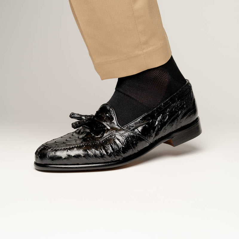 13-581-BLK FRANCO Ostrich Tassel Loafer, Black