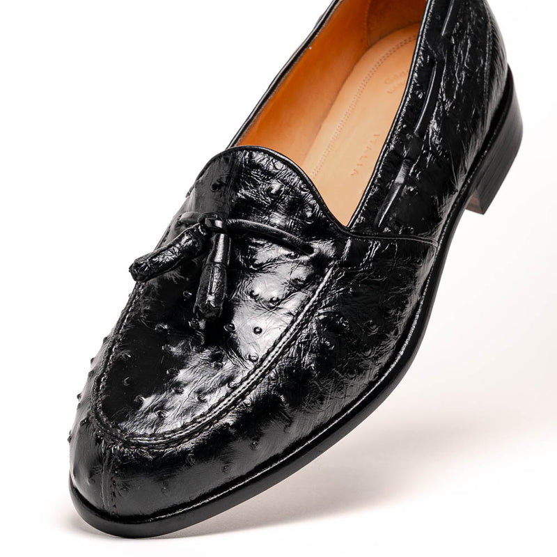 13-581-BLK FRANCO Ostrich Tassel Loafer, Black