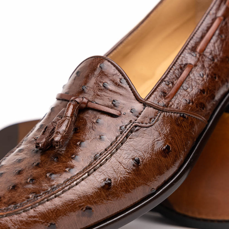 13-581-BRN FRANCO Ostrich Tassel Loafer, Brown