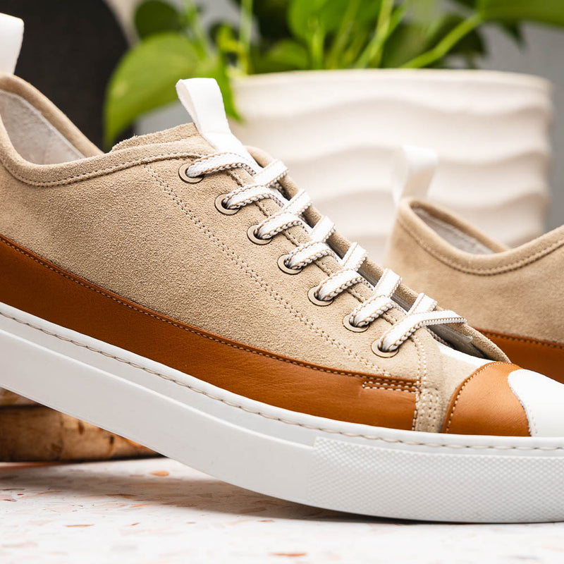 65-360-TPE LANDO Sueded Calfskin Sneaker Taupe