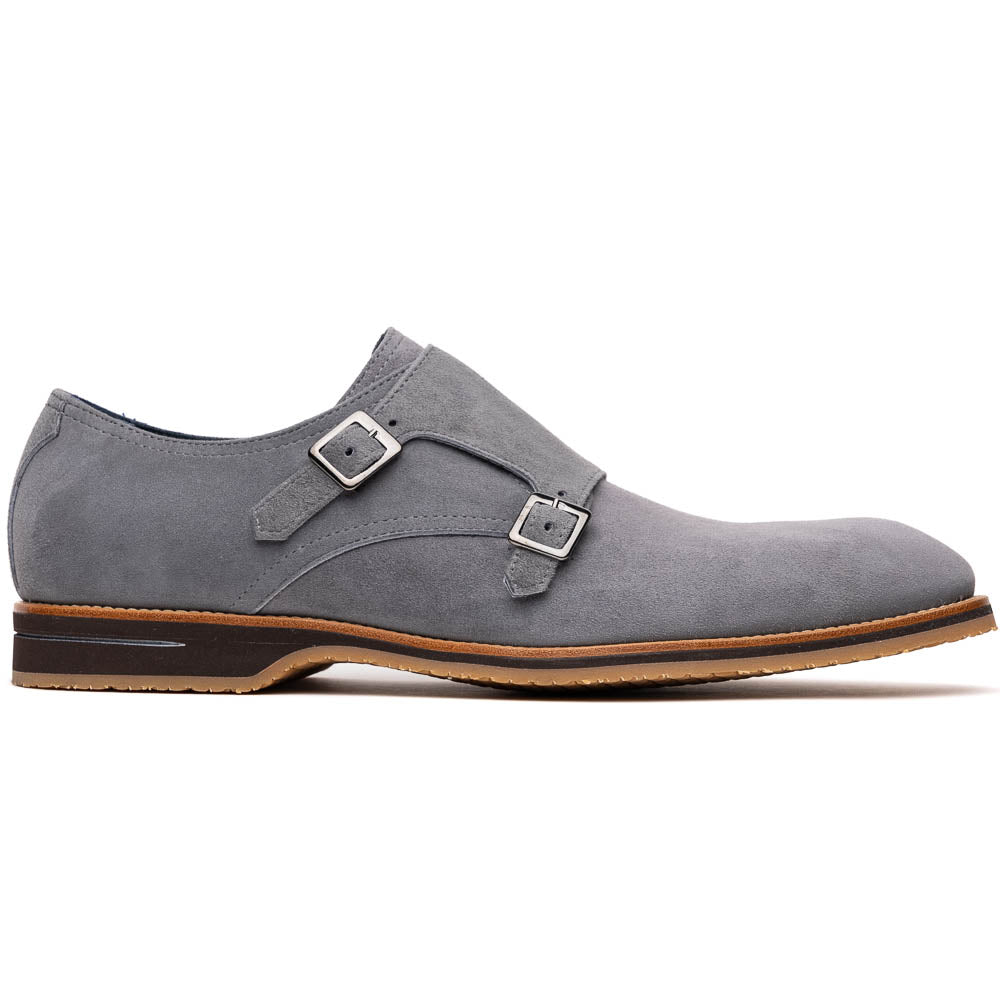 56 105 GRY LEGERRA Sueded Goatskin Monkstrap Grey