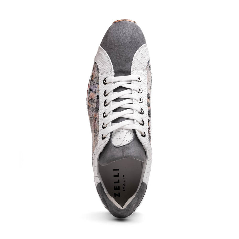 66-250-GRY LEO Sueded Italian Goatskin Sneakers Grey Multi