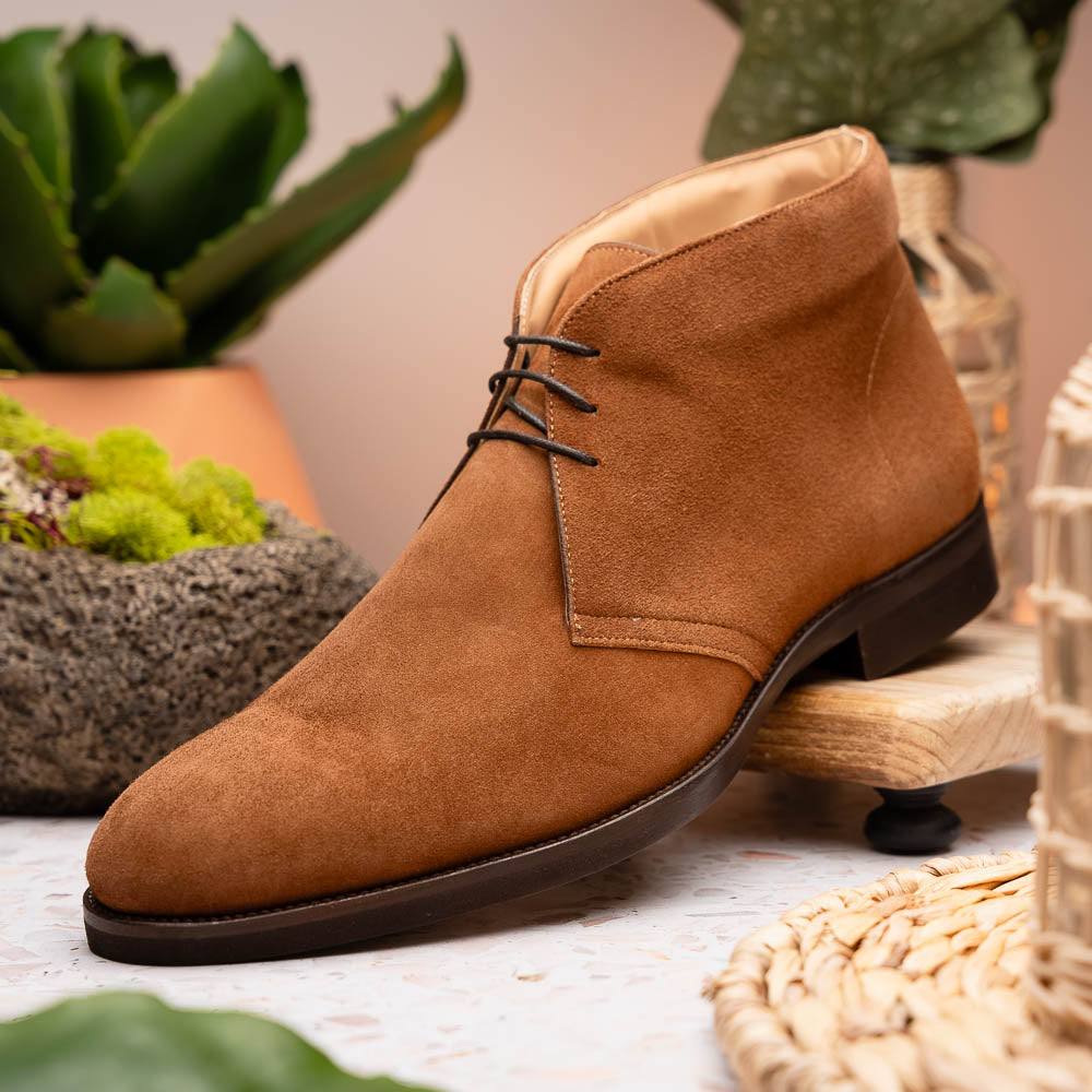 46-592-TOB MARCO Suede Calfskin Chukka Boot, Tobacco – Zelli