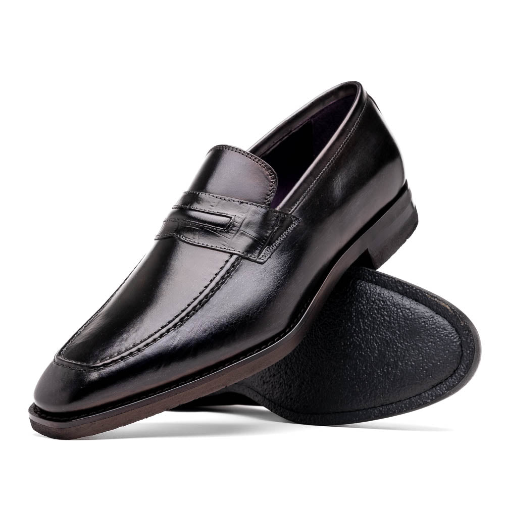 15-703-BLK MEO Hand Burnished Loafers Black