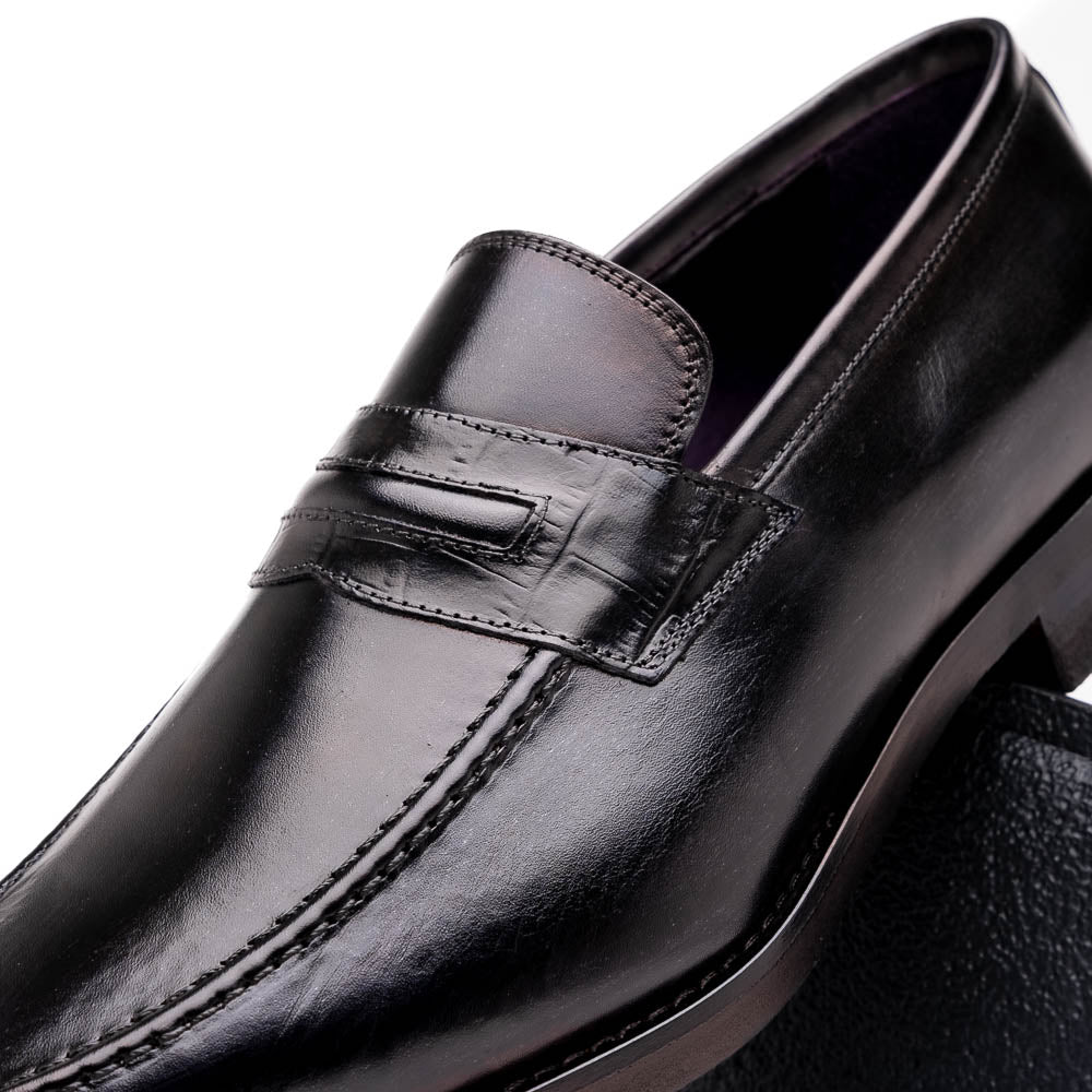 15-703-BLK MEO Hand Burnished Loafers Black