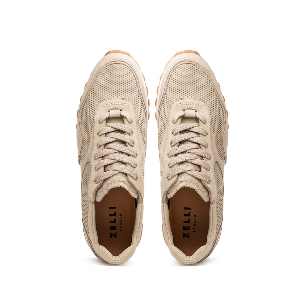 66-246-SND MILO Suede & Mesh Trainer Sand Size 10
