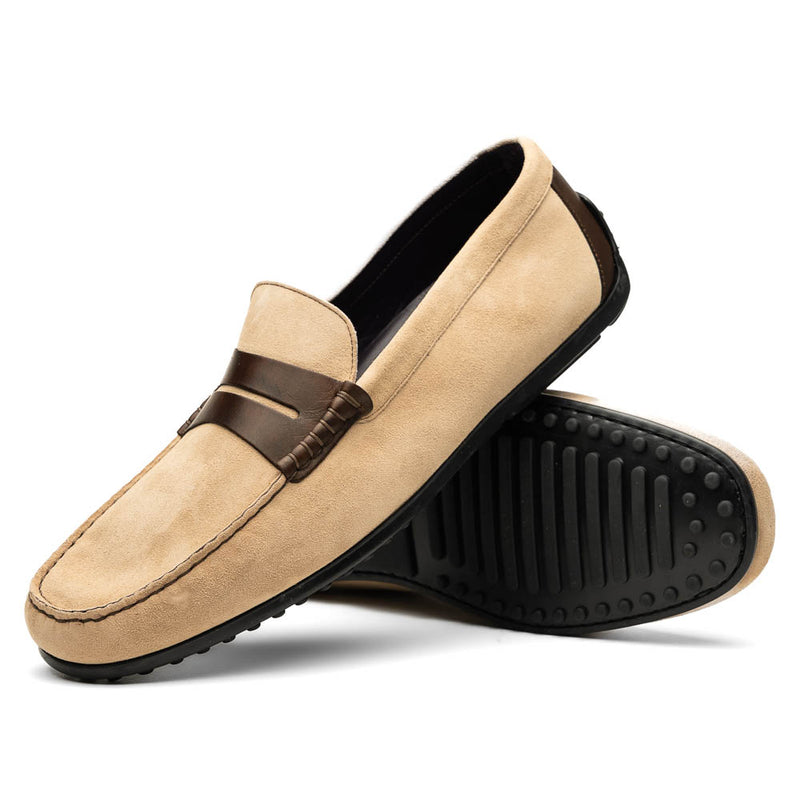 36-300-BON MONZA Sueded Italian Calfskin Driver Bone / Chestnut