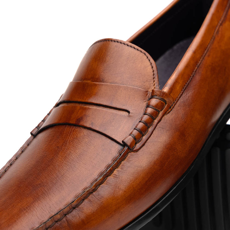 35-115-CGN MONZA Hand Burnished Italian Calfskin Driving Loafers Cognac
