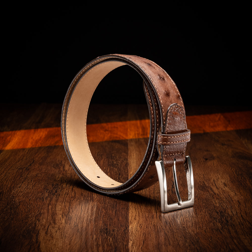 73-101-BRN OSTRICH QUILL Belt, Brown