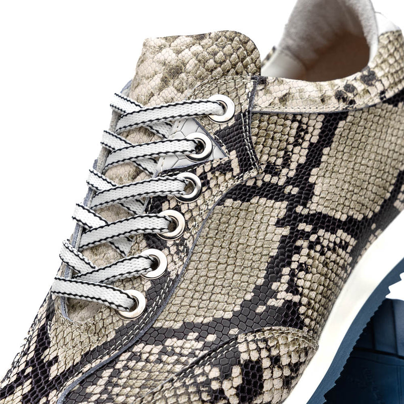 65-215-WHT PERI Python Embossed Italian Calfskin Sneakers Black / White