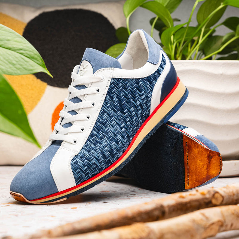 65-375-BLU RIPI Calfskin Hand Weave Sneaker Blue