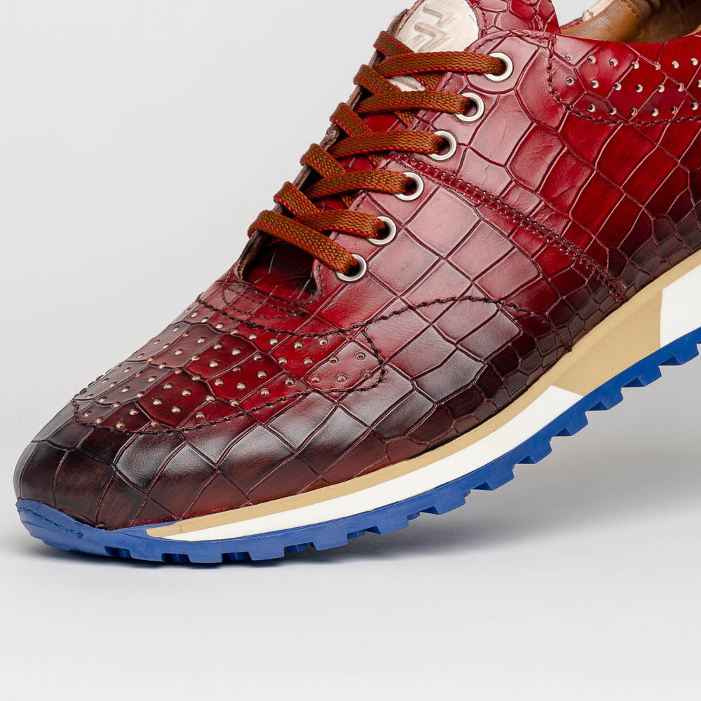65-220-RED ROCCO Italian Calfskin Embossed Crocodile, Red