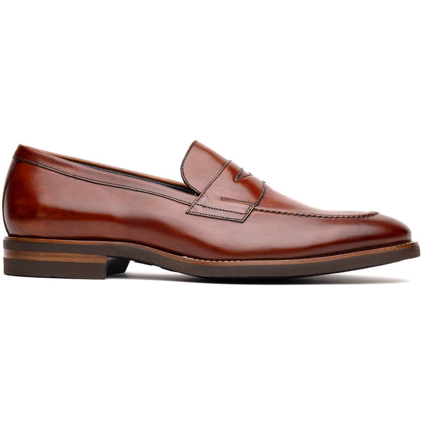 15-400-CGN ROMA Hand Burnished Calfskin Penny Loafer Cognac