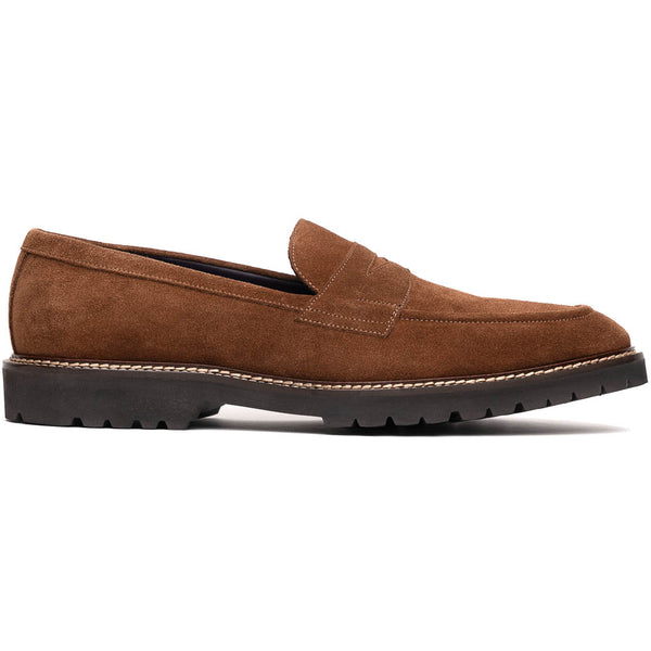 16-657-TOB ROMA Italian Suede Penny Loafers Tobacco