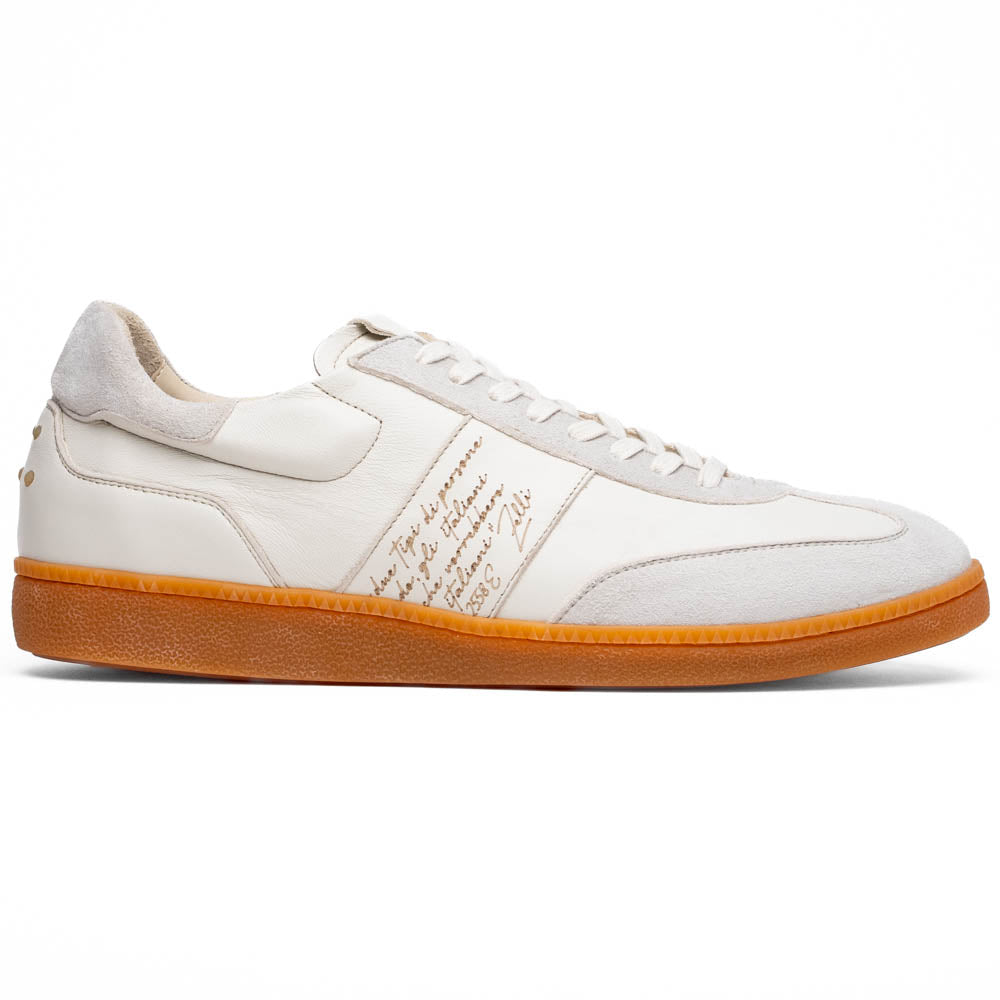 【関税込み】New Court Sneakers in White & Silver Leather Court Sneakers in White Leather