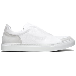 65-225-WHT SPETTACOLARE Italian Pebble Grain Calfskin Sneakers White