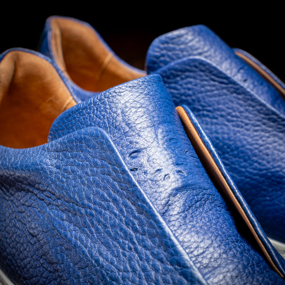 65-225-NVY SPETTACOLARE Italian Pebble Grain Calfskin Sneakers Navy