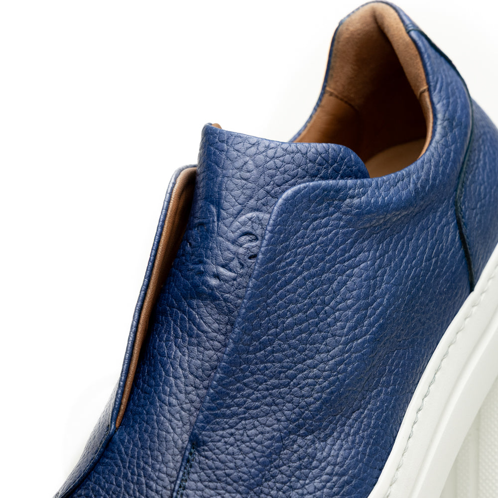 65-225-NVY SPETTACOLARE Italian Pebble Grain Calfskin Sneakers Navy